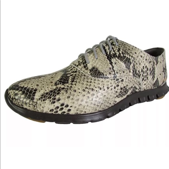COPy Cole Haan Zero Grand Wing OX Roccia Snake Leather Oxford Brogue Sneaker 7.5 - Picture 1 of 3